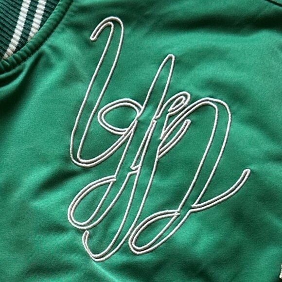 FOREVER 21 Jacket Cropped Varsity Letterman Baseball Bomber Sports Green Ivory S - Picture 4 of 15